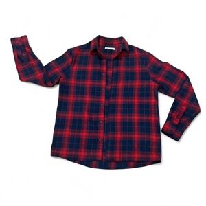 Zara men red and black plaid long sleeve flannel shirt preppy western vibe